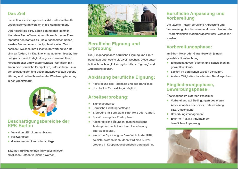 Flyer Berufliche Rehabilitation der RPK - Innenseite - 2022