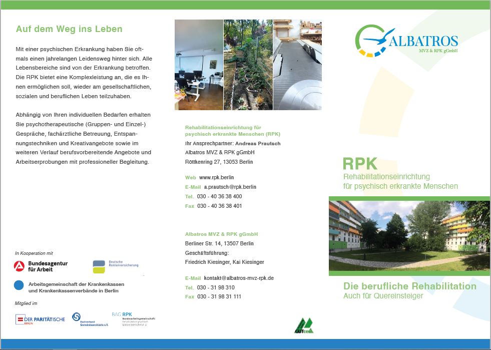 Flyer Berufliche Rehabilitation der RPK - Außenseite - 2022