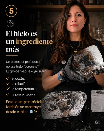 El hielo es un ingrediente mas el coctel