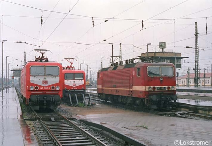 DB 143 360, DB 112 189 und DB 143 585 am 19.05.1994 in Leipzig Hbf 