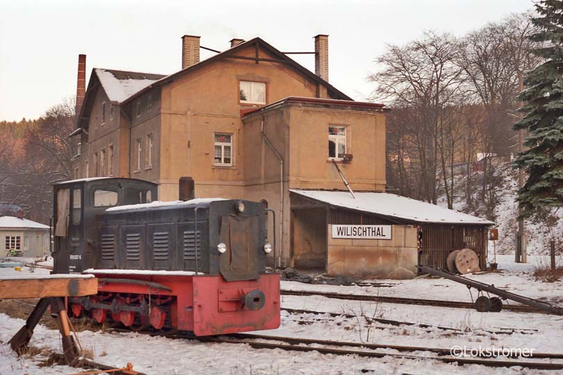 DR 199 007 im Bahnhof Wilischthal am 14. Dezember 1991