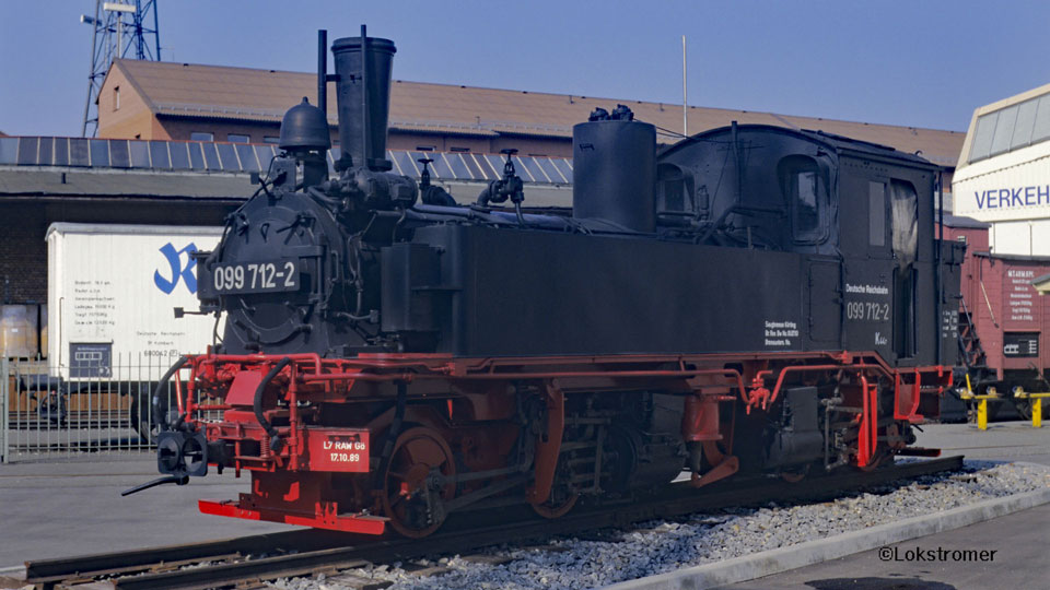 099 712 der DB (ex 99 606 der DR) im Verkehrsmuseum Nürnberg am 14. März 1996