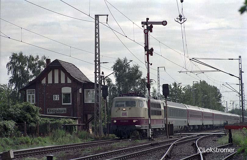 Am 12.09.1994 hatte DB 103 232 in  Königsborn einen Intercity westwärts am Haken.