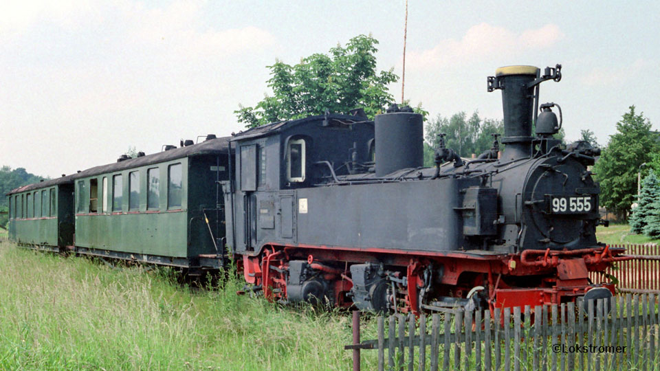 99 555 der DR in Sollmnitz am 10. Juni 1989