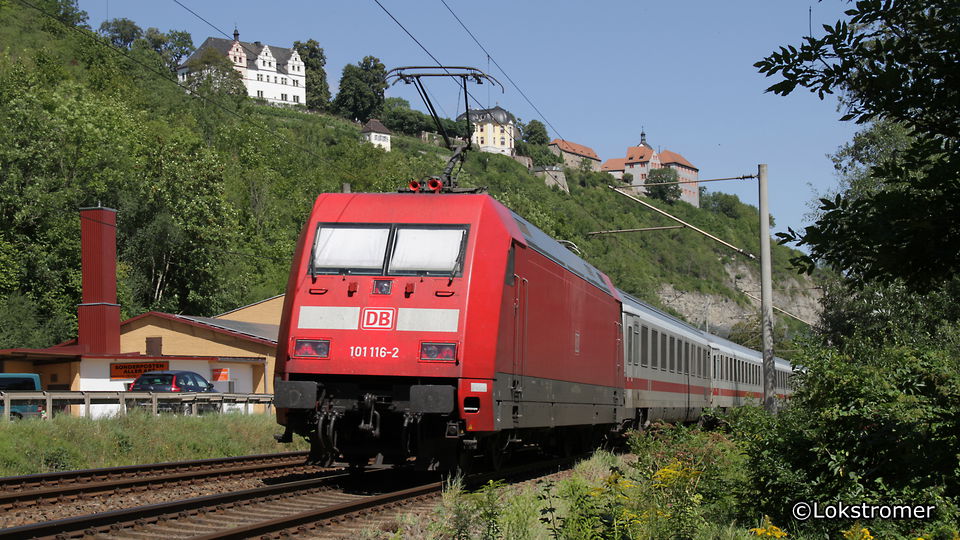 DB 101 116 mit IC in Dornburg am 13. August 2016