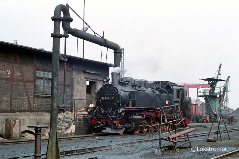 DR 99 1783 am 30.03.1989 im Lokbahnhof in Freital-Hainsberg