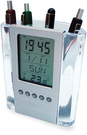 Reloj Multifunción: Transparente con frente metalizado desmontable. Calendario, temperatura, alarma y batería incluida.
