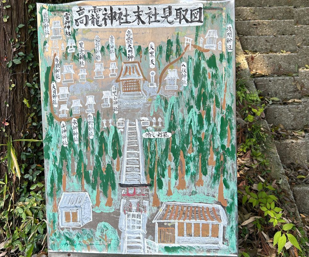 神社内の見取り図、たくさんの末社があります