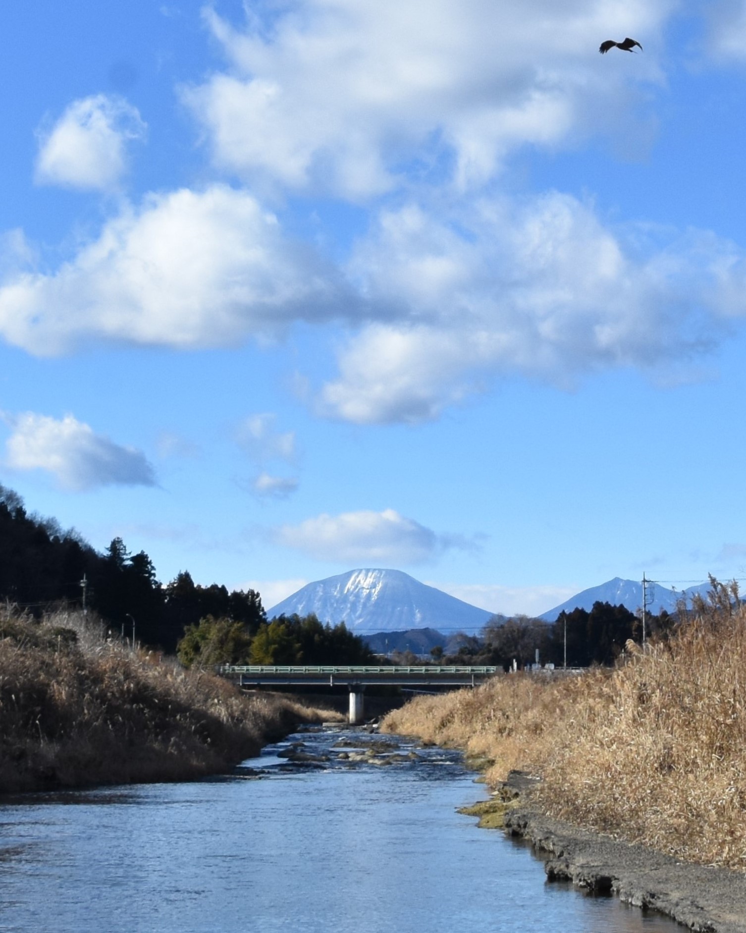 冬化粧を始めた男体山