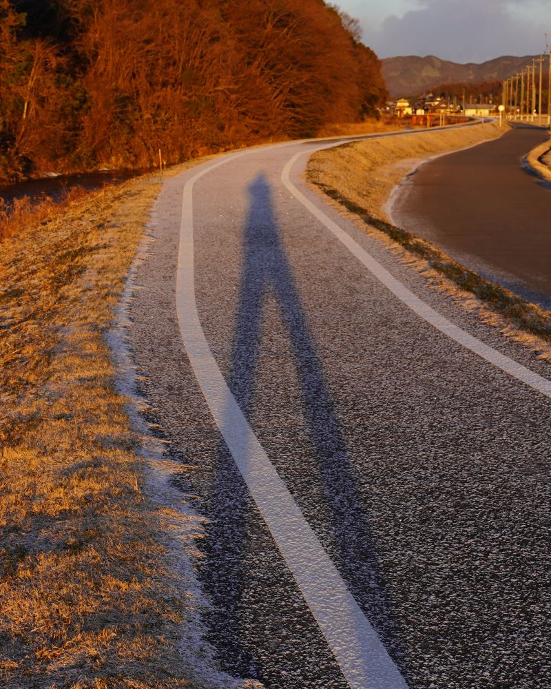サイクリングコースもうっすら雪