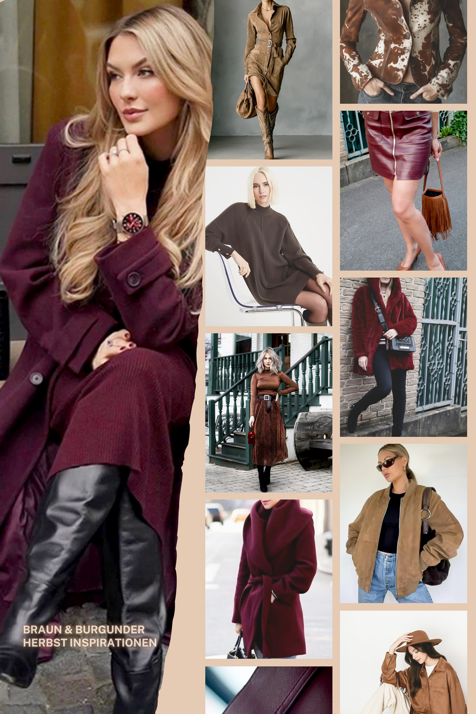 Autumn Fall Fashion oder einfach nur Herbsmode: Die neuesten Trends der Saison Für den Herbst 2025 sind Brauntöne (besonders Nougat) und Burgunderrot die dominierenden Farben, die sich gut mit Kuhflecken-Mustern & Wildleder kombinieren lassen | Hot Port Life & Style Blog