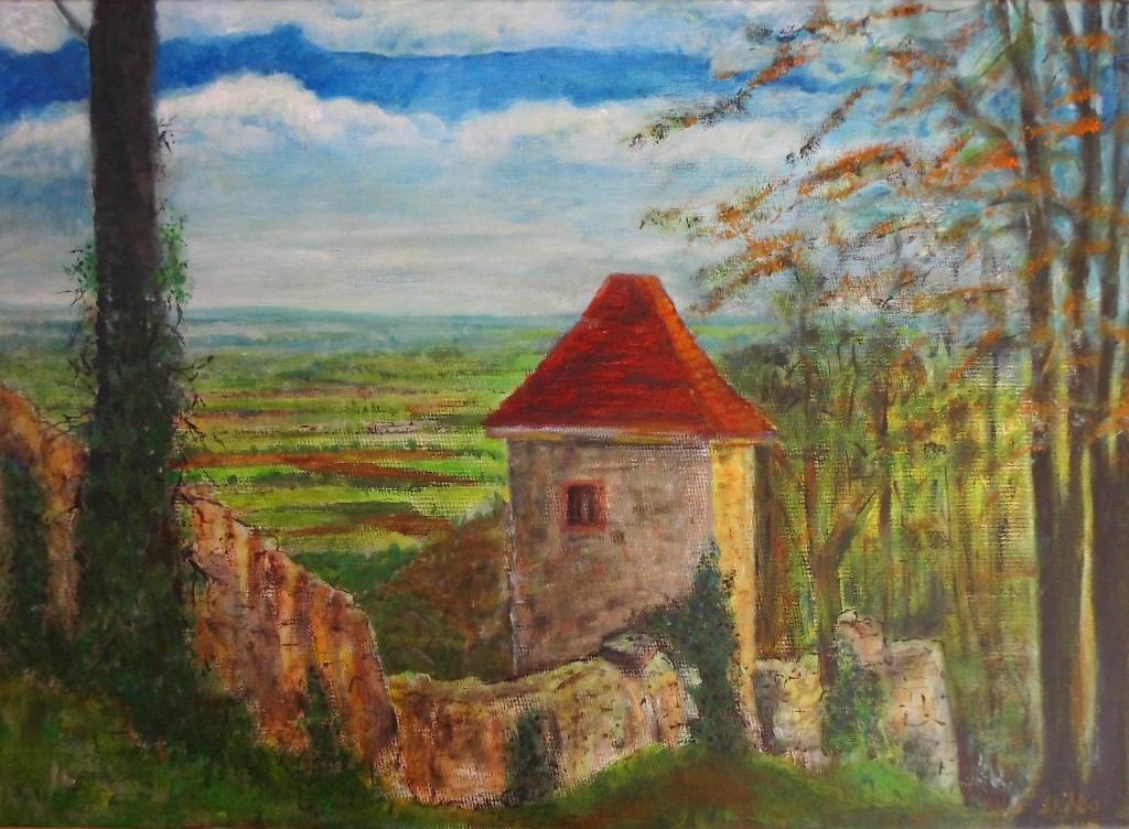 "Stadtmauer und Prinzessinnenturm"   (2018, Öl, 50x70cm)