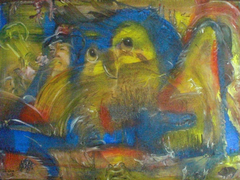 "Von Tieren und Menschen II "  (2013, Öl, 50x70cm)