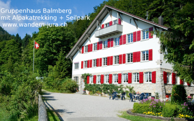 Gruppenhaus Jura Alpakatrekking Seilpark Wandern