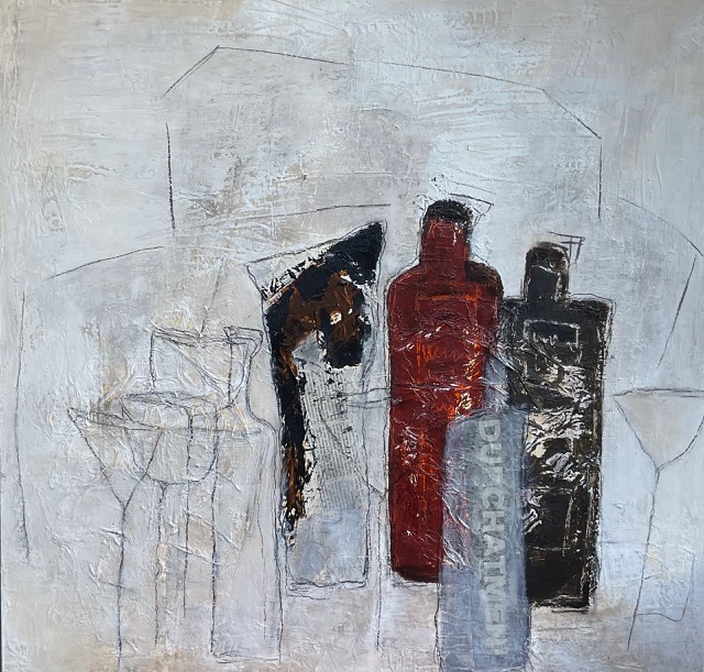 Durchatmen - Collage, Acryl auf Leinwand 80 x 80 cm 