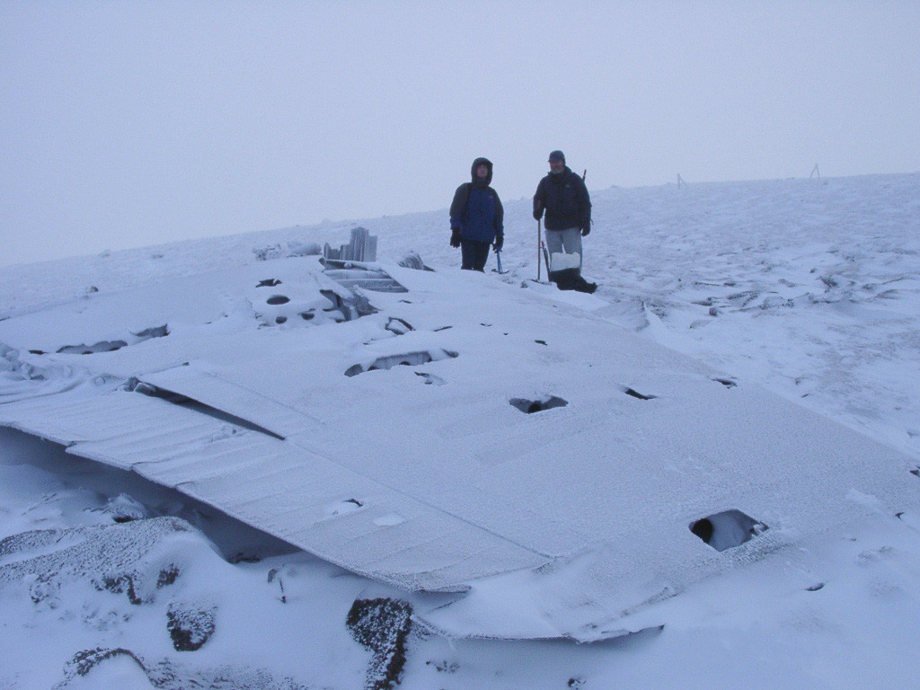 Crashed Canberra wing. Cairngorm.