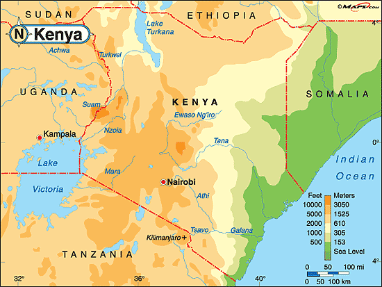 Kenya - Mappa fisica