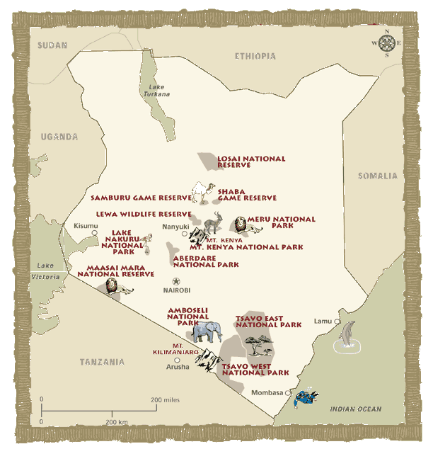 Kenya - Mappa Parchi Nazionali e Riserve