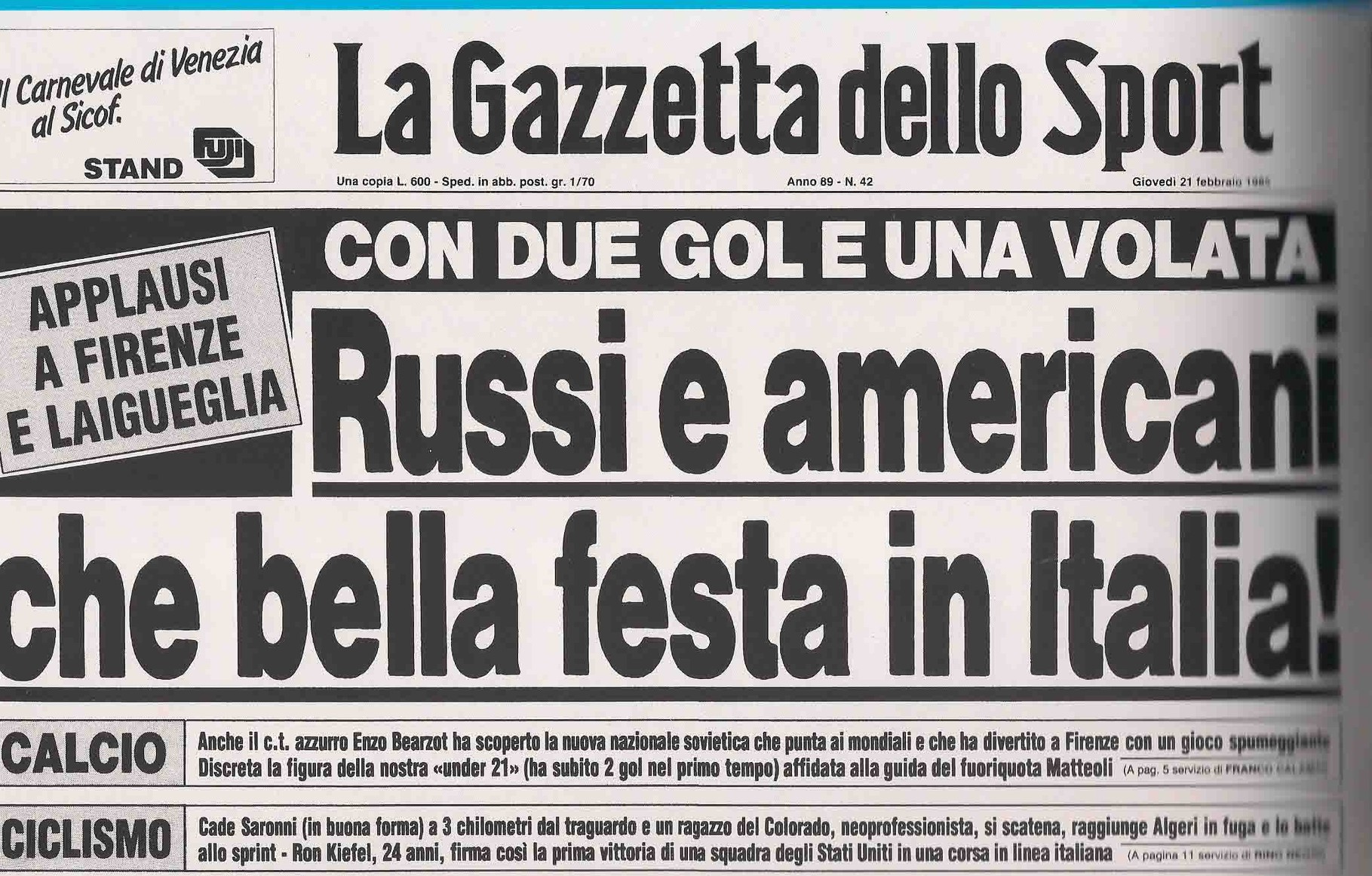 20 febbraio 1985 22° edizione Benvenuti su trofeolaiguegliastory!