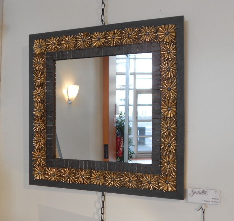 Miroir Accumulation copeaux de laiton, Ardoise