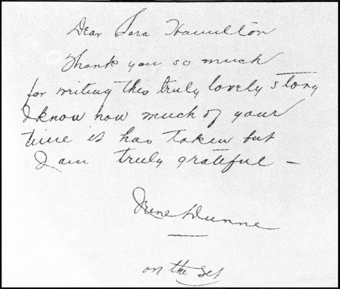 The note of appreciation which Miss Dunne wrote on the last page of the author's manuscript