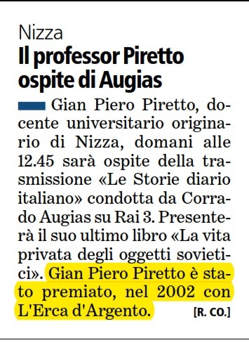 Articolo La Stampa 8-01-2013