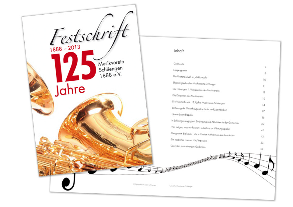 Satz, Layout und Gestaltung Jubiläums-Festschrift – 68 Seiten