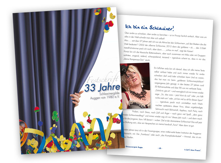 Satz, Layout und Gestaltung Jubiläums-Festschrift – 68 Seiten