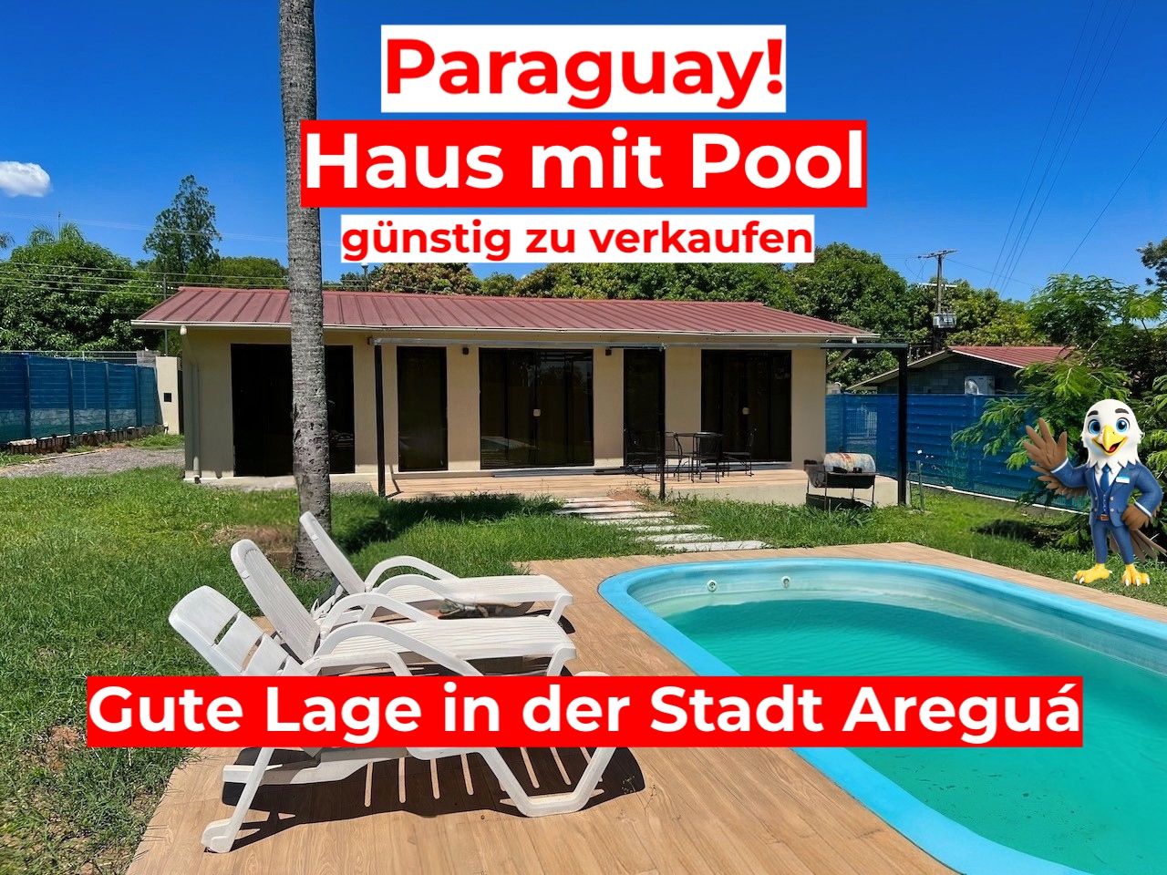 Praktisches Haus mit Pool in Paraguay Areguá – Ideal für Familien, Auswanderer oder Kapitalanleger #adler421