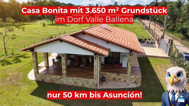 Casa Bonita – Wohnhaus mit zusätzlichem Baugrundstück in Valle Ballena (Atyra, Paraguay) #adler456