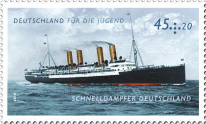 Schnelldampfer Deutschland, Briefmarke der Deutschen Post AG aus dem Jahre 2010 (Quelle Wikipedia)