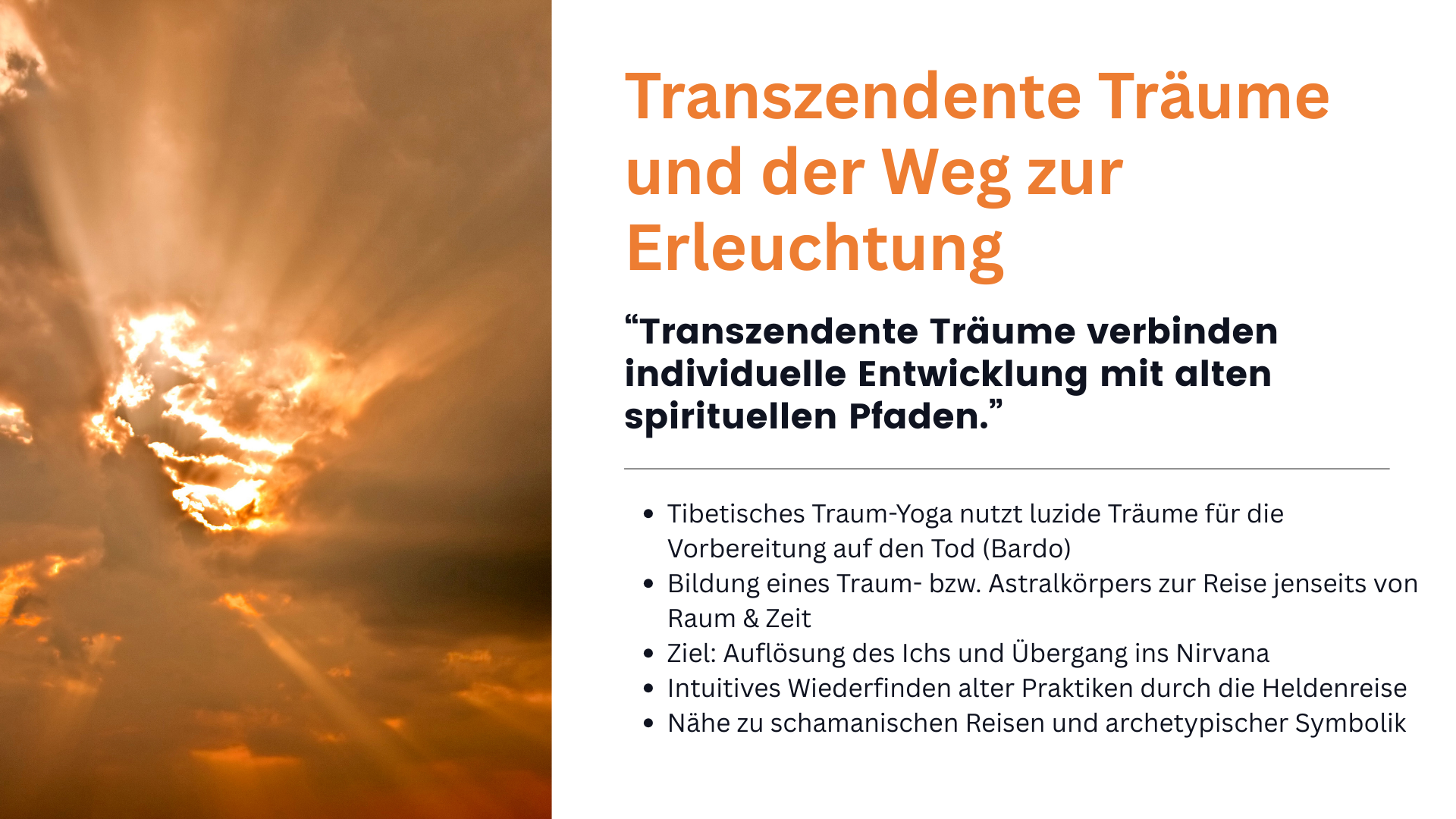 Textfolie mit Bezügen zu tibetischem Traum-Yoga, Bardo, Astralkörper und spiritueller Entwicklung bis zur Ich-Auflösung.
