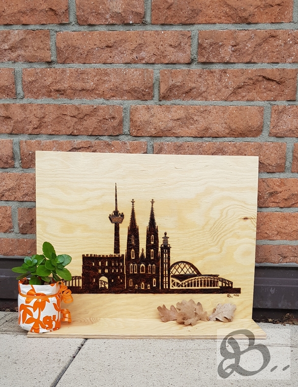 Brandmalerei - Skyline Köln Gesamtansicht