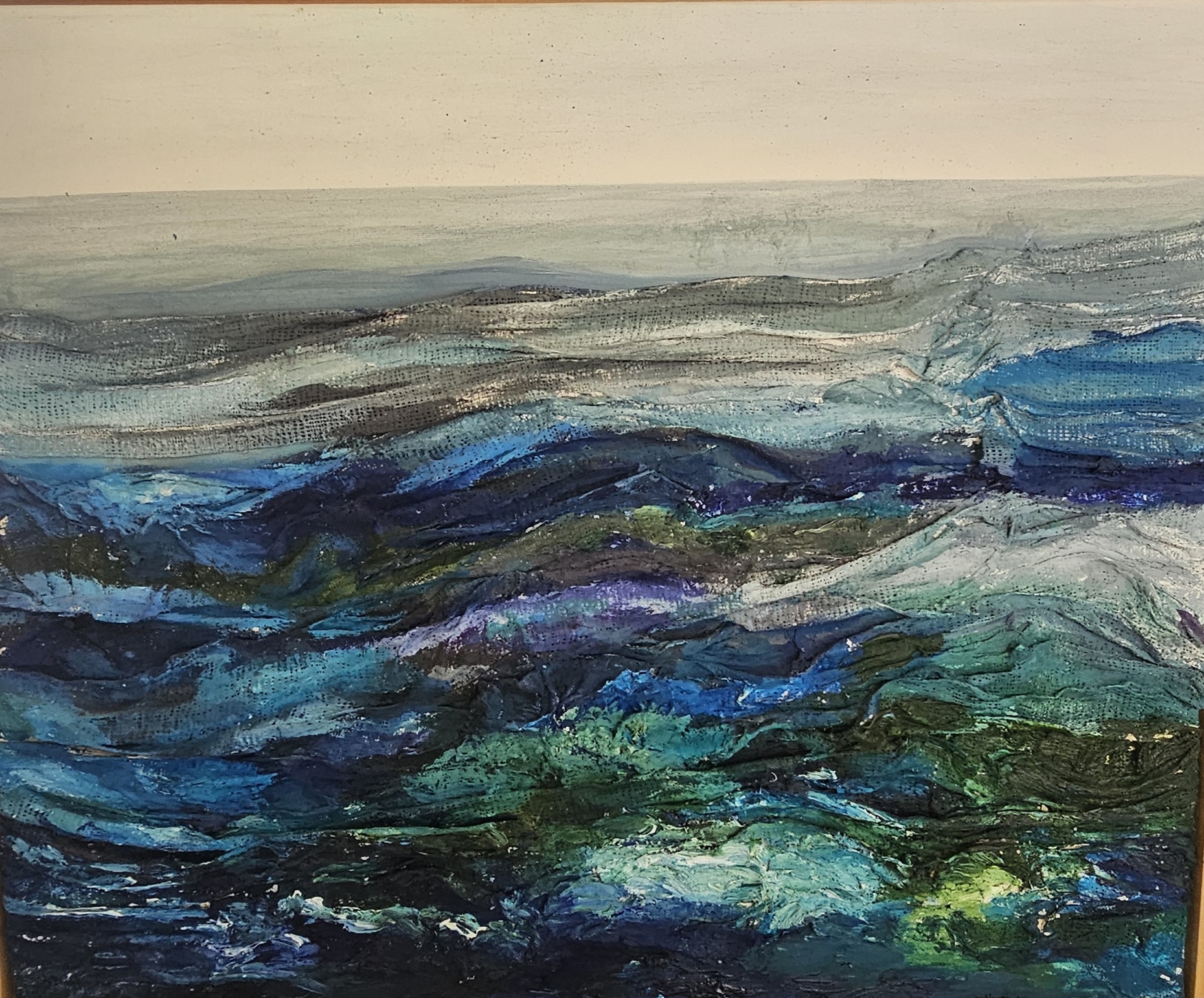 7. driedimensionale zee 2, olieverf en gipsverband, 2021-60-50 cm