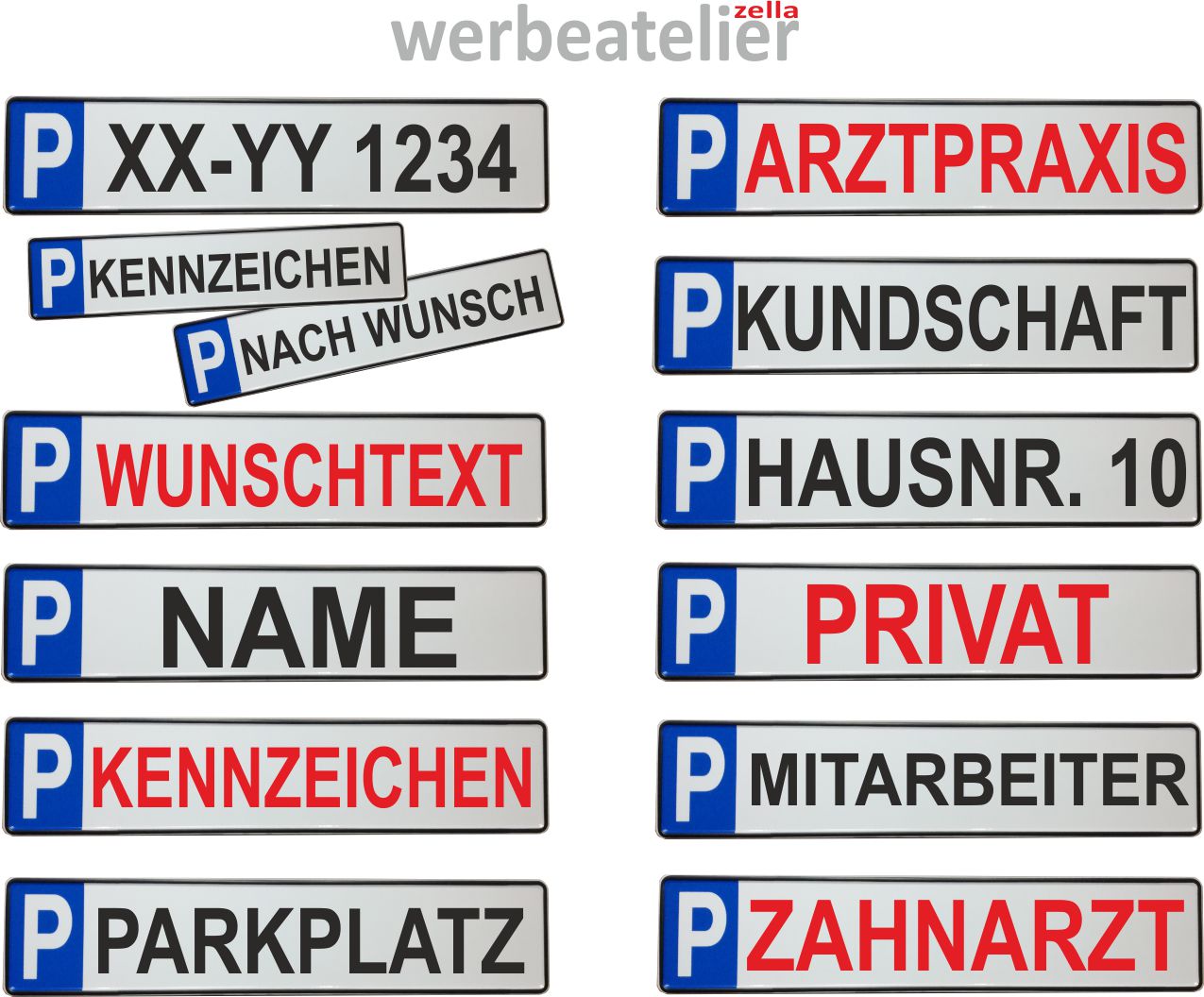 Parkplatzschild KENNZEICHEN 52x11 Parkverbot Parkplatz KFZ-Schild SCHWARZ  #P3