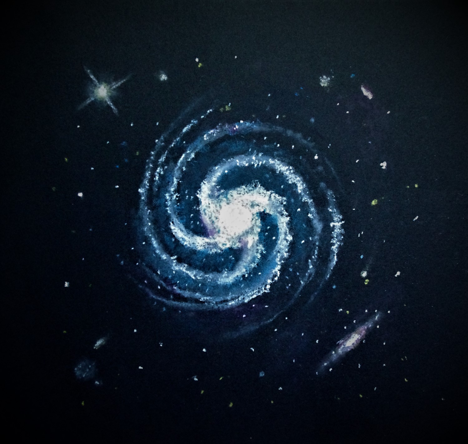 Spiralgalaxie / Pastell / 40 x 40 cm
