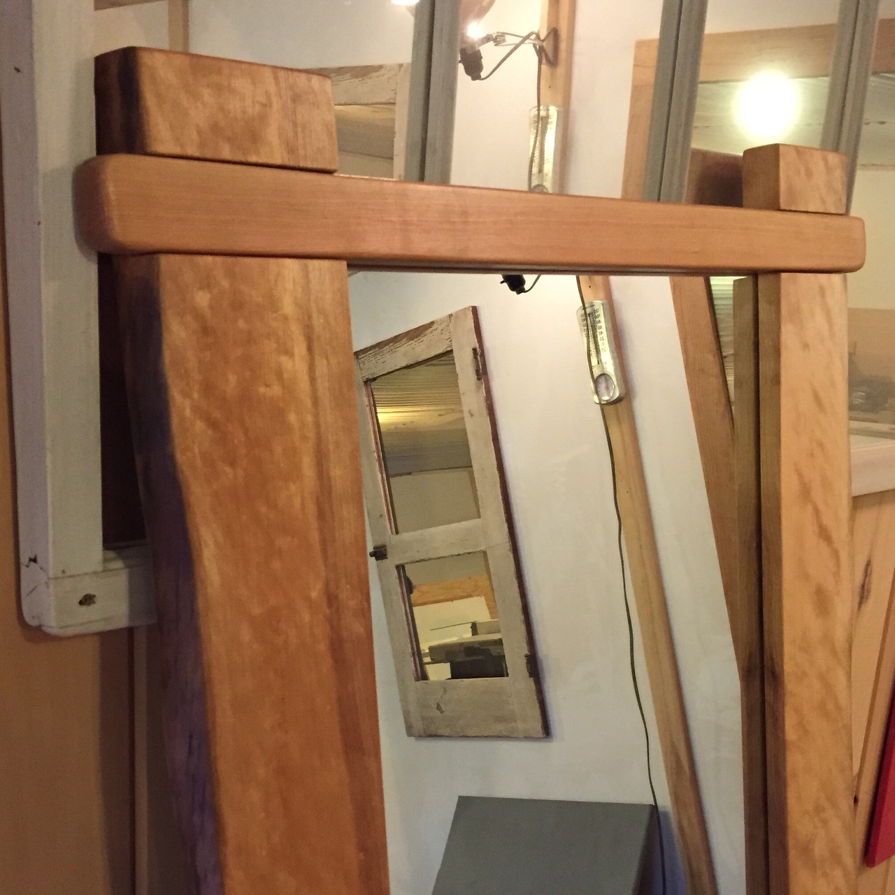 Fire Red Birch and Cherry Frame with Mirror