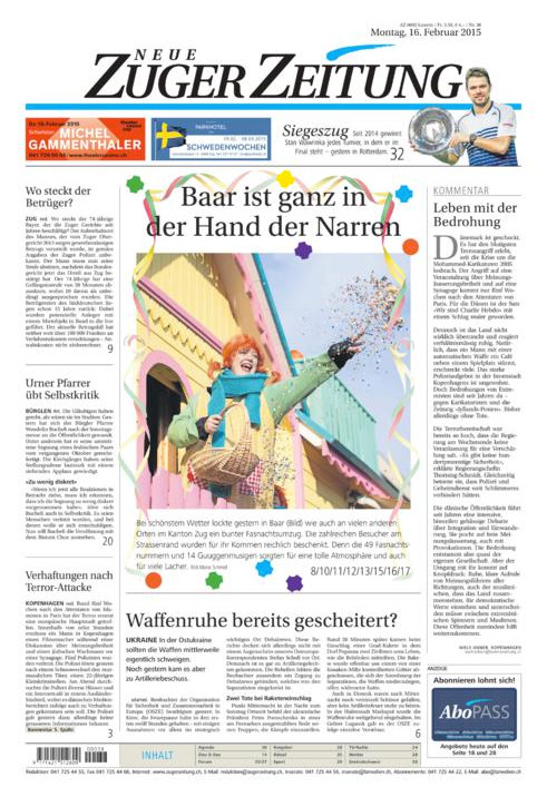 Das Sujet "Villa Kunterbunt" der Fasnacht 2015 schaffte es sogar auf die Titelseite der Zugerzeitung