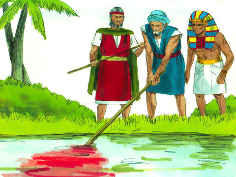 Moïse et Aaron firent ce que Jéhovah avait ordonné. Aaron, levant le bâton, frappa les eaux qui étaient dans le fleuve, sous les yeux de Pharaon et sous les yeux de ses serviteurs, et toutes les eaux du fleuve furent changées en sang.