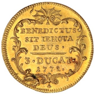 Le Nom personnel de Dieu Jéhovah écrit sur une Pièce de monnaie de 1772