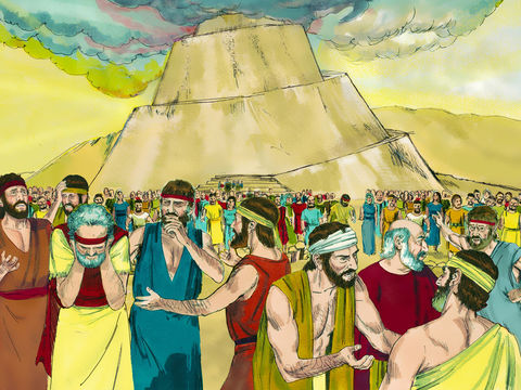 La Tour de Babel construite par Nimrod, un puissant chasseur en opposition avec Dieu. L’Éternel provoque la confusion des langages.