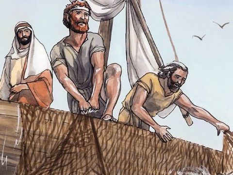 Simon Pierre et son frère André étaient tous deux pêcheurs sur le lac de Galilée. Il en est de même de Jacques et son frère Jean, les fils de Zébédée. Tous les quatre ont laissé leur métier de pêcheurs pour suivre Jésus. 