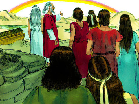 Dieu établit une alliance avec Noé et toute sa descendance: il ne détruira plus jamais la terre par un déluge.