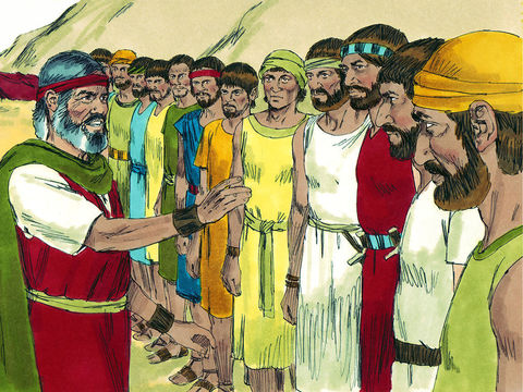 Moïse envoie 12 espions explorer la terre de Canaan, la terre promise. Leur exploration va durer 40 jours.