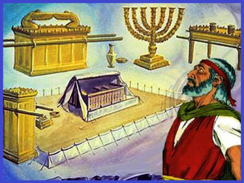 Yahvé, Dieu d'Israël, demande à Moïse de construire son Tabernacle (ou Tente de la Rencontre) et les différents accessoires selon des instructions très précises, à partir des offrandes faites de bon cœur par le peuple, pour le culte pur juif..