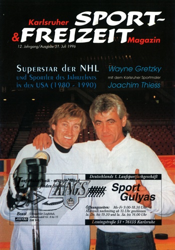 Magazin mit Bild von Wayne Gretzky und Joachim Thiess