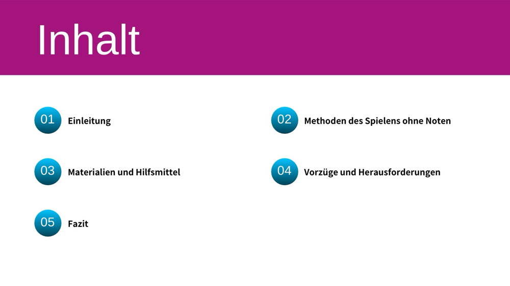 Präsentation Musizieren ohne Noten