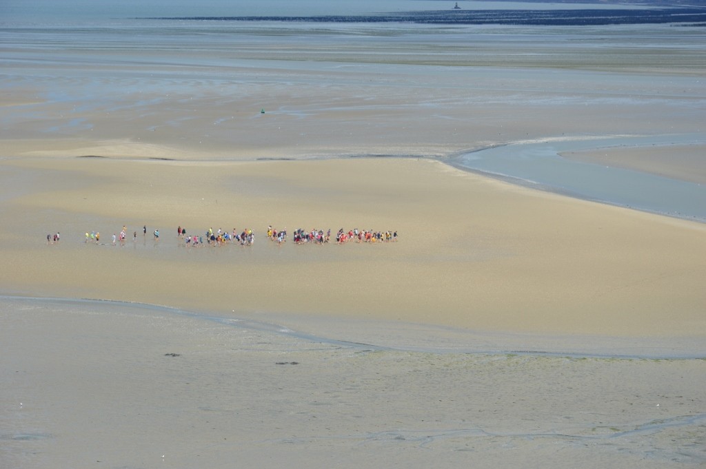 Traversée de la baie à marée basse