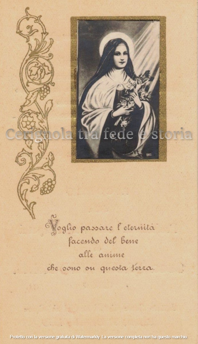 1929 Ricordo della Prof. perpetua di Madre Teresa (Anna Vasciaveo)