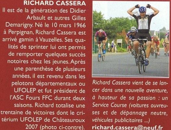 Article dans l'ouvrage "Figures du Cyclisme Nivernais)